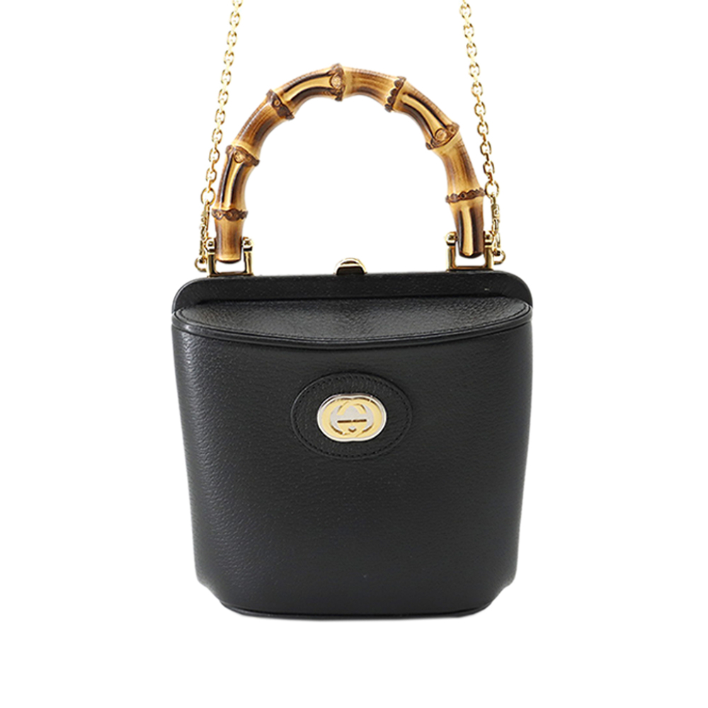 Pre-Loved Gucci Mini Dollar Calfskin Bamboo Marina Bucket Bag